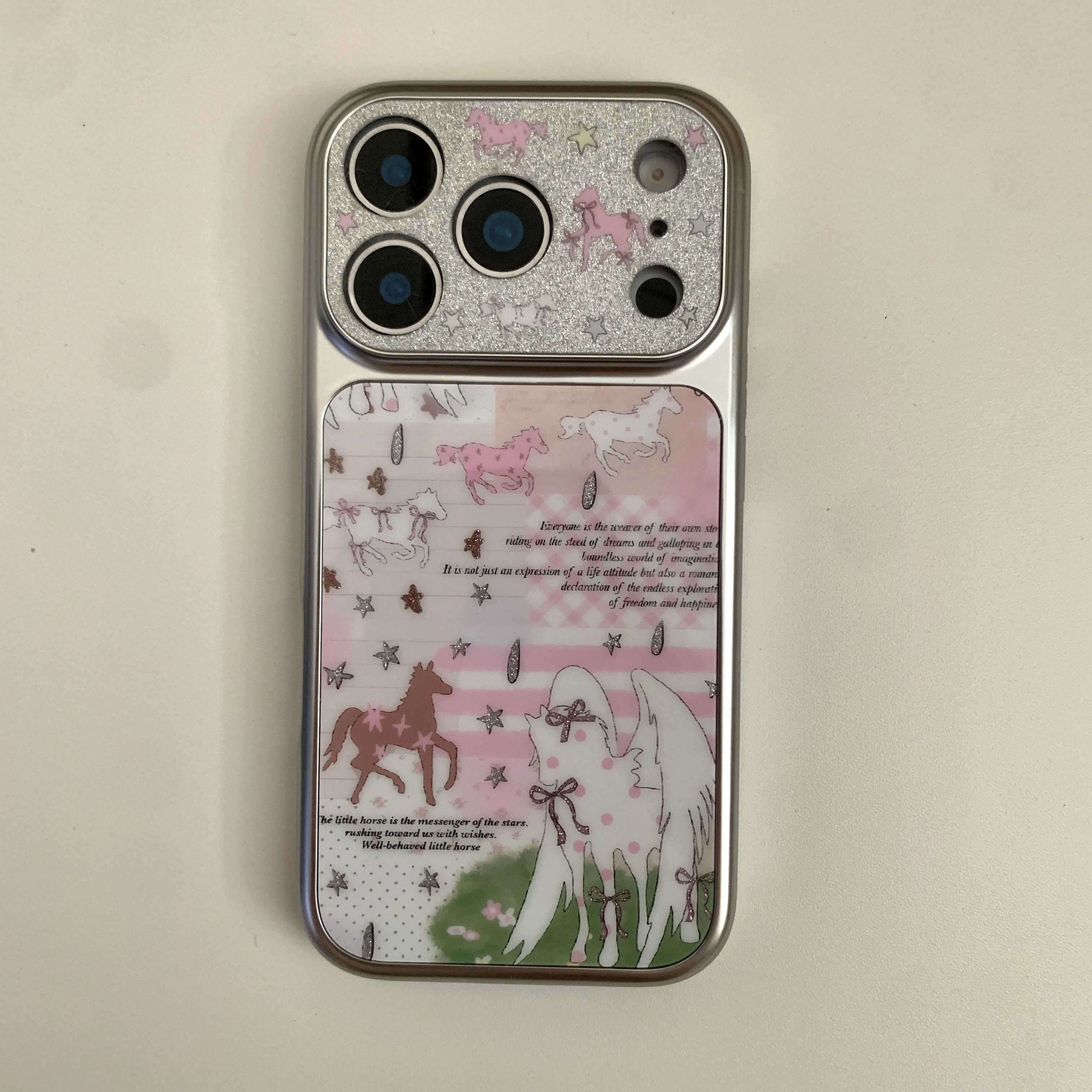 Pastel Collage Pink Patchwork Starry Pony Glitter Camera Fra