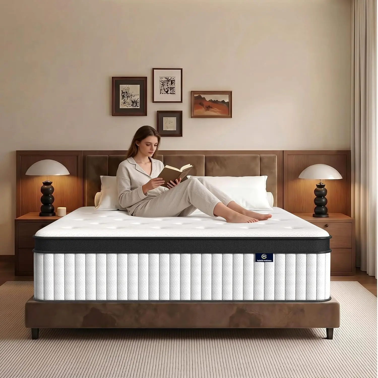 Queen Mattress 14 Inch, Motion Isolation & Gel Foam, Pocket Springs, Medium Firm, Fiberglass Free, CertiPUR-US, Customized