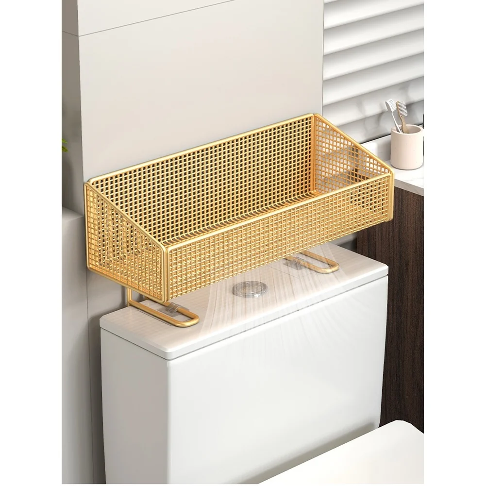 Bathroom Storage Shelf with 2 Tiers for Organizing Toilet For Tissue and Bathroom Accessories with Iron Construction