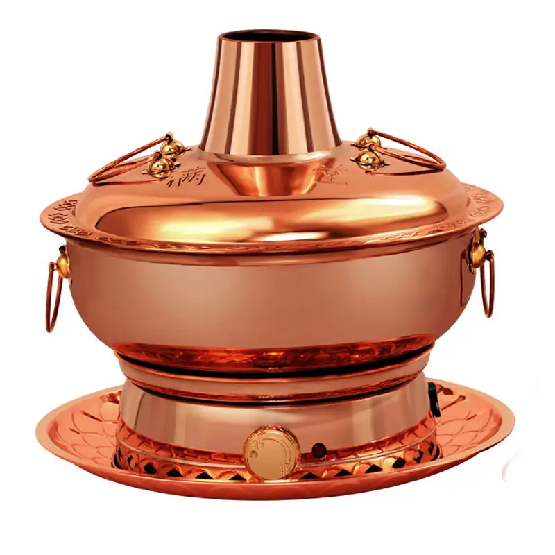 Hot Pot Pure Red Copper Split Double Base Electric Grill Dual-Use Household Plug-in Old Charcoal Pure Copper Copper Pot Pot