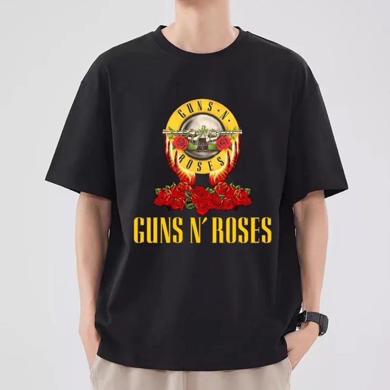 Guns N' Roses T Shirt Women Couple Combination Clothes Short Sleeve Collar Fashion T-shirt Man Cotton