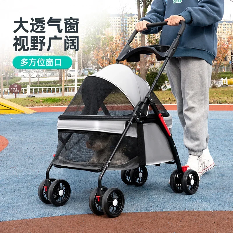 Pet Cat Dog Cart Dog Cat Teddy Baby Cart Portable and Foldable Small Pet Dog Cart