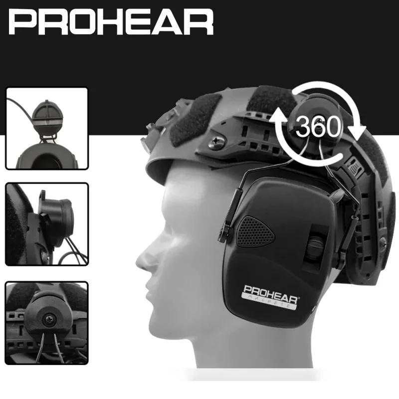 

PROHEAR ARC Helmet Rail Adapter Electronic Shooting Earmuff NRR 23dB Noise Reduction Hearing Protectionc for Tactical Hunting