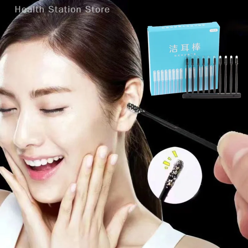

20Pcs Sticky Ear Pick Swab Adhesive Black Double Headed Ear Cleaner Set For Ear Cleaning Reusable Sticky Cleaning Tool