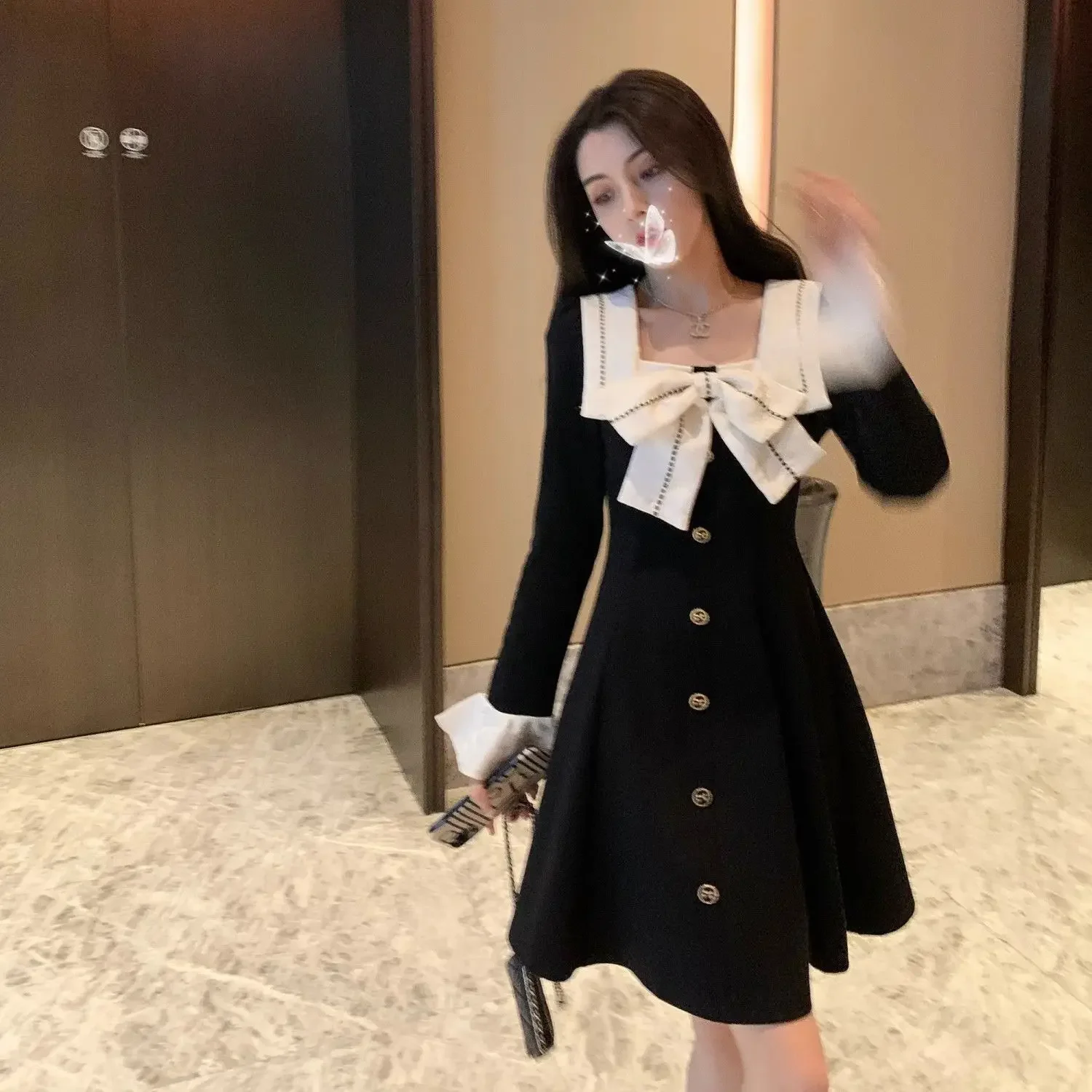 Woman Long Sleeve Dress Black New In Spring Autumn Dresses for Women X Clothing Elegant Party Chic Pretty Casual Youth Trendy G