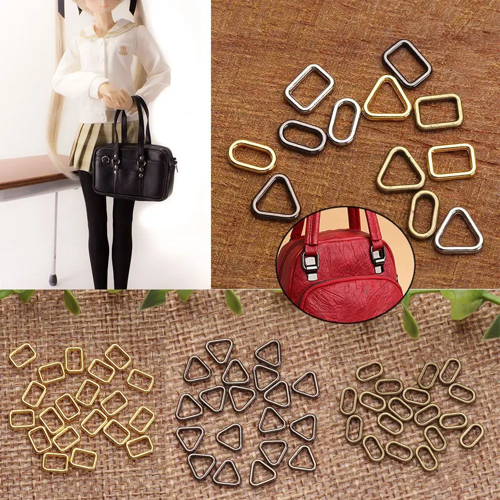 20pcs 4mm Mini Ultra-small Tri-glide Doll Bag Buckle Accessories Doll Bag Square/Triangle Buttons Doll Luggage Hardware Parts
