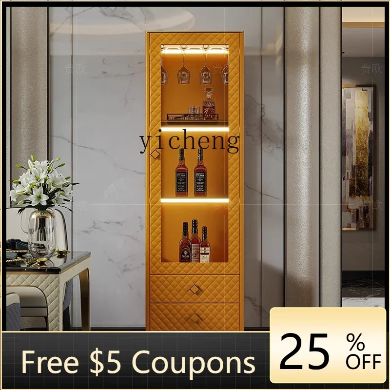 

Light luxury glass wine cabinet against the wall Customized wine cabinet Restaurant storage room hall cabinet