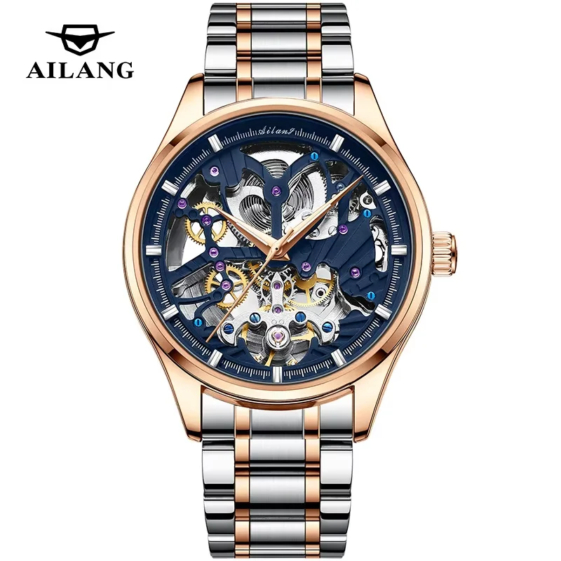 Fashion AILANG For Gift Classic Automatic Tourbillon Watch Sports Leather Strap Skeleton Mechanical Watches Hollow Clock Relogio