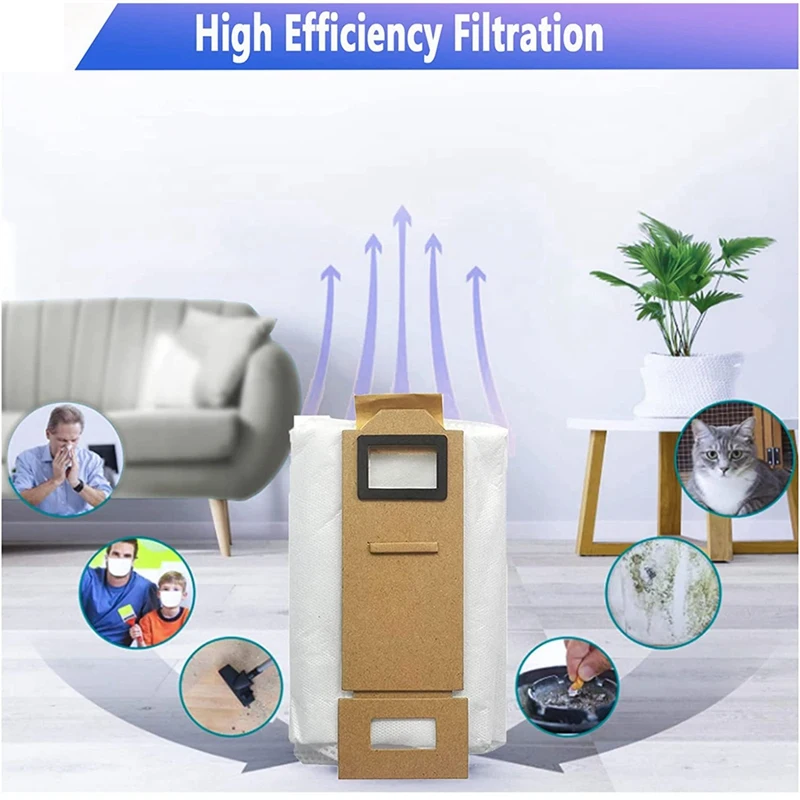 Sacs à poussière pour Xiaomi Roborock S7 T7S T7plus T7S Plus, accessoires pour aspirateur, station d'aspiration automatique, paquet de 10