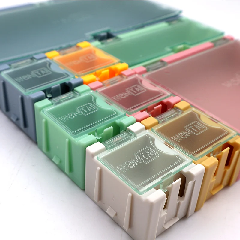 9pcs/set SMD Container SMT IC Electronic Component Mini Storage Box Jewelry Case Diy Practical for Small Component Jewelry Tool