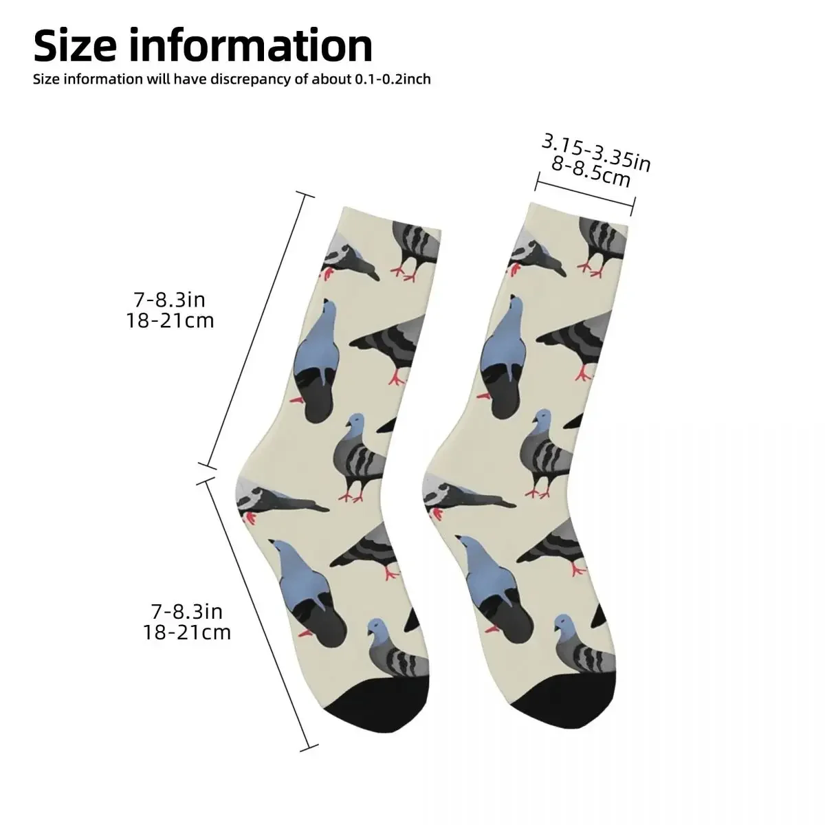 Diseño 33 - Calcetines The Pigeons Harajuku Medias de alta calidad Calcetines largos para todas las estaciones Accesorios para regalos de hombre y mujer