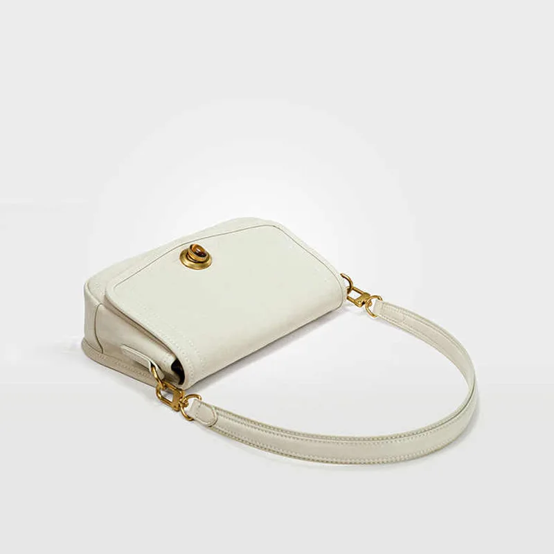 2025 New French Style Underarm Bag Genuine Leather Small Square Shoulder Handbag Womens Fashion Tote