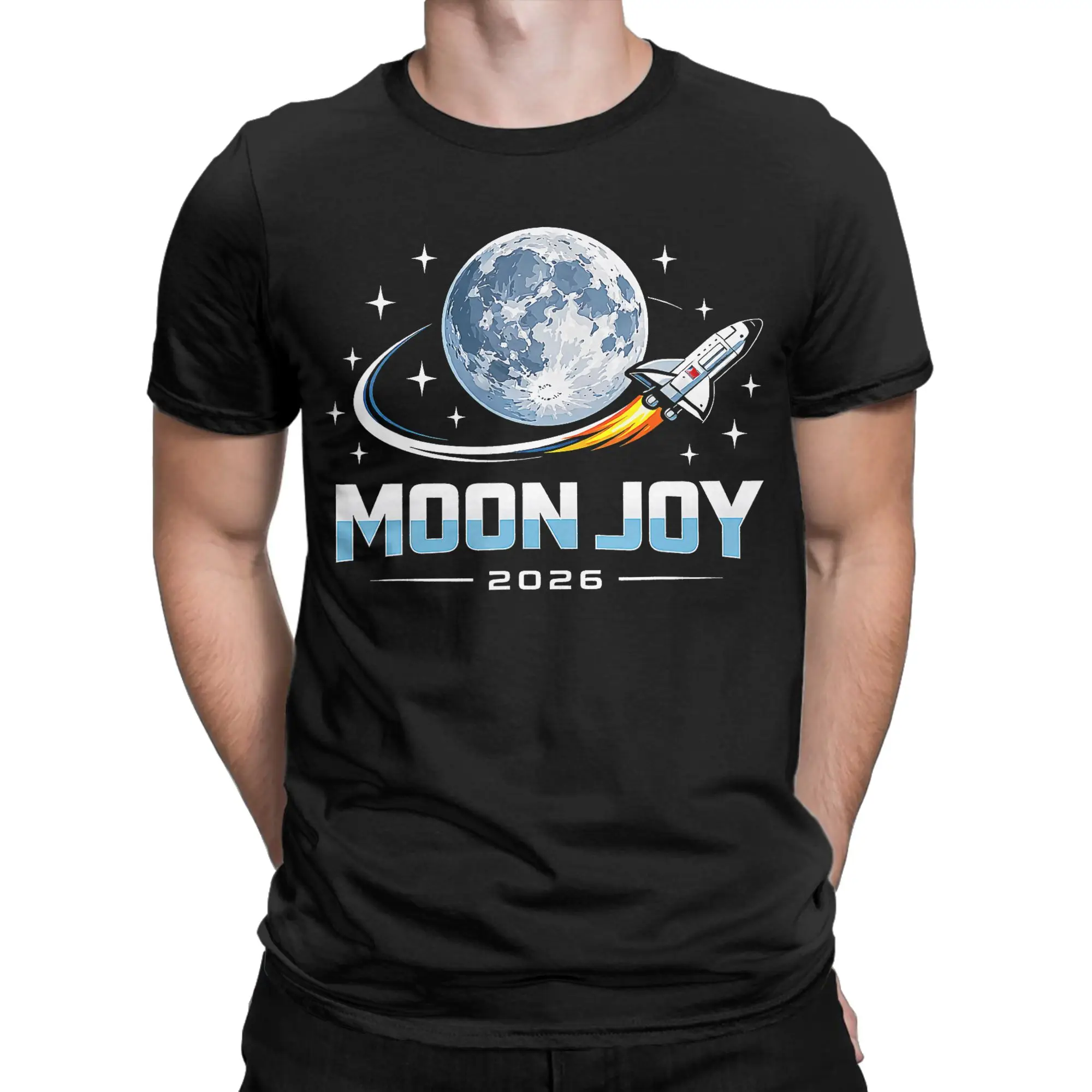 Vintage Copy Moon Joy  T Shirts Men Women's Pure Cotton Funny T-Shirt Crewneck Funny Lunar Quote Tees Short Sleeve Tops Gift