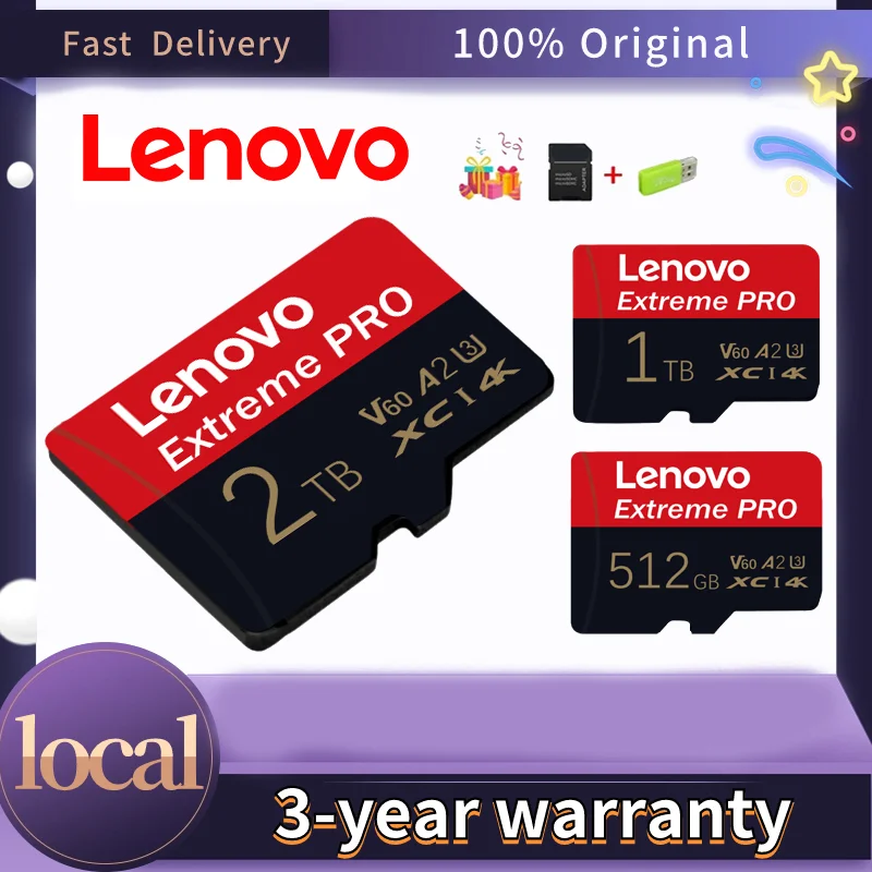 Scheda di memoria Micro SD originale Lenovo A2 Class10 2TB 1TB 512GB 256GB 128GB Micro SD TF Flash Card MicroSD per fotocamera del telefono