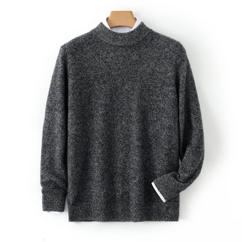 

Urban Men's Thicken Pullover 100% Cashmere Autumn Winter Sweater Pullover Business Clothes Half High Neck Warm Knit Smart Casual