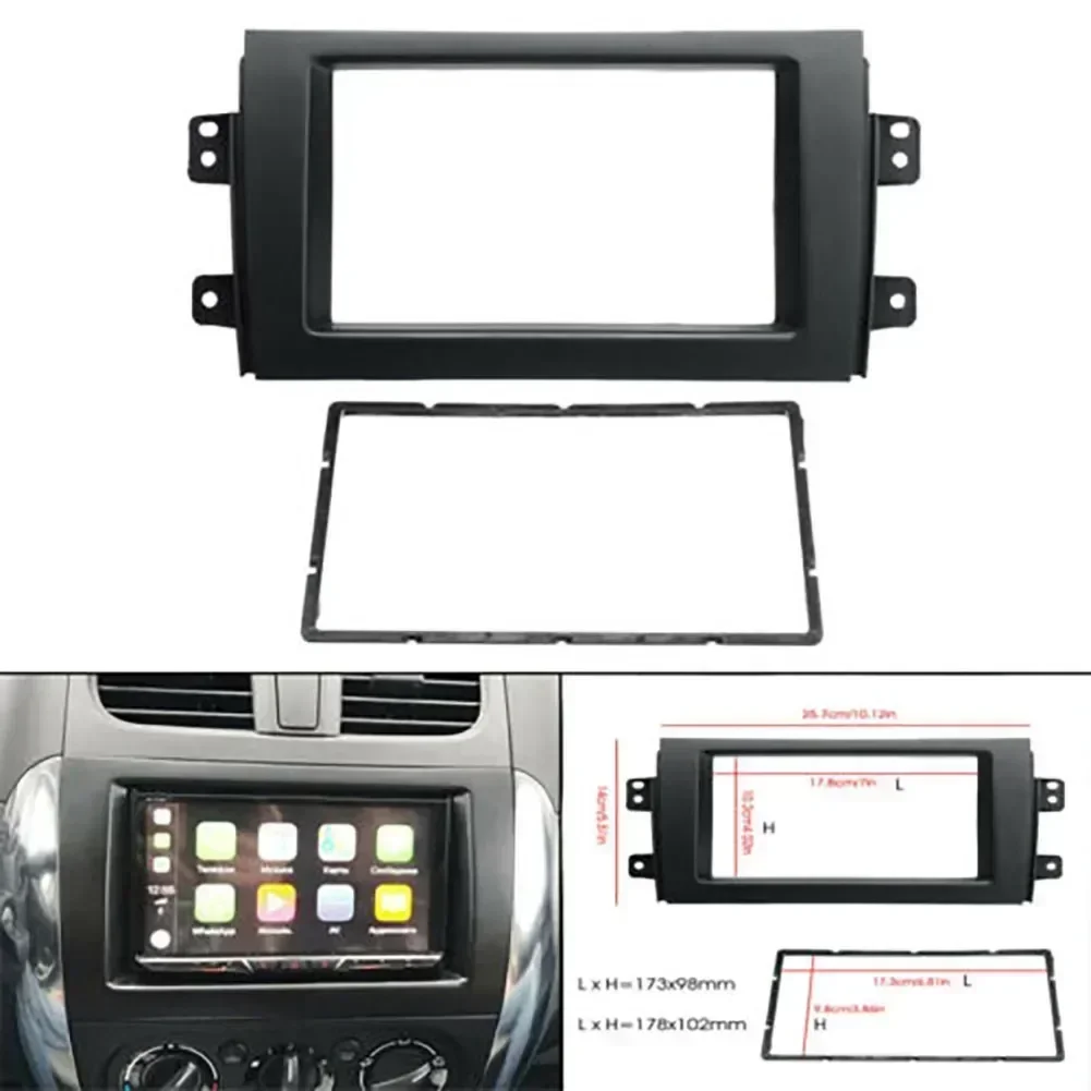 Carhome CD Player Plate Panel Trim Mount Kit Stereo Dashboard Radio Frame CD Trim Bezel For 2007-13 Suzuki SX4 Double Din Stereo