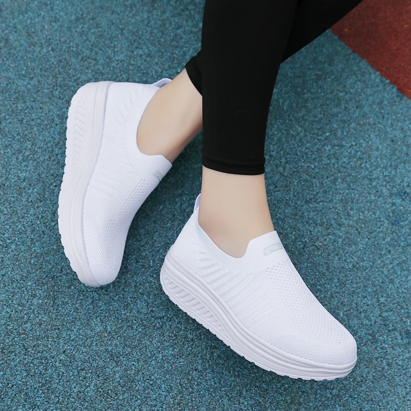 Women Casual Shoes Fashion Breathable Walking Mesh Flat Shoes Sneakers Women 2024 High quality HigherShoes White Female Footwear