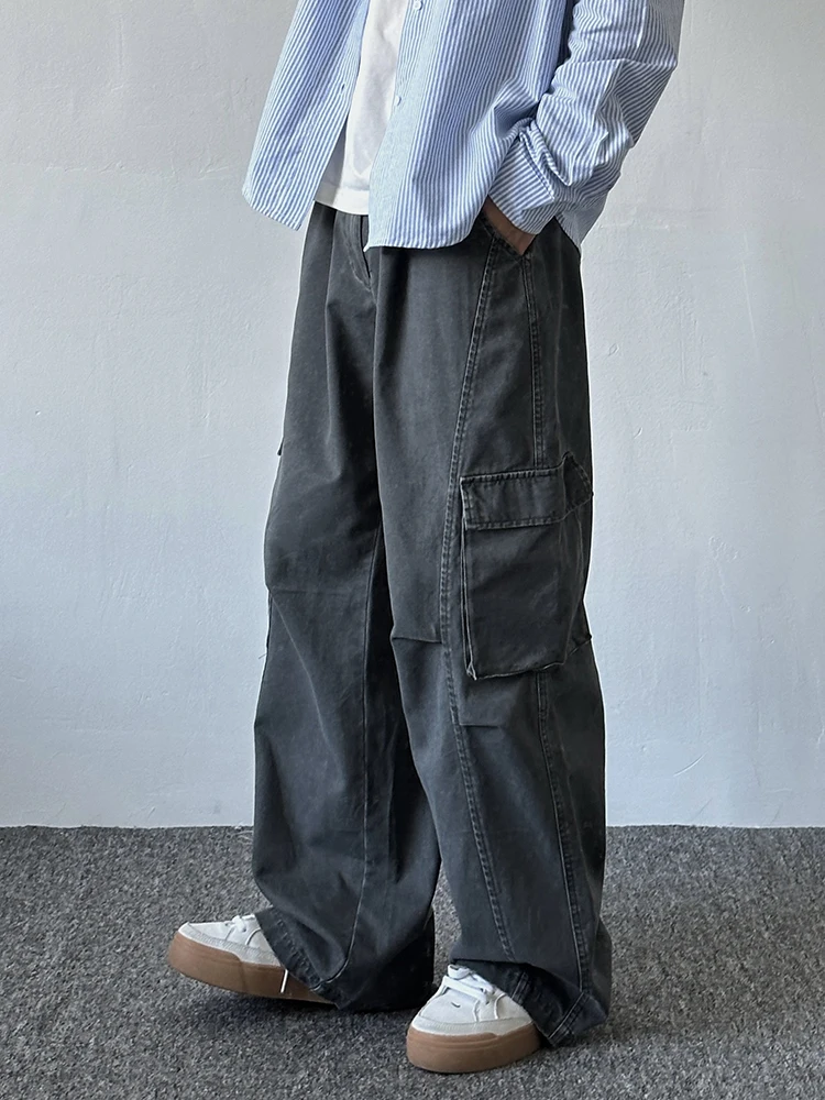 

Ay Waed Рабочие брюки Весна Осень ex Свободные прямые длинные брюки Американские повседневные брюки в стиле ретро Lazy Sle