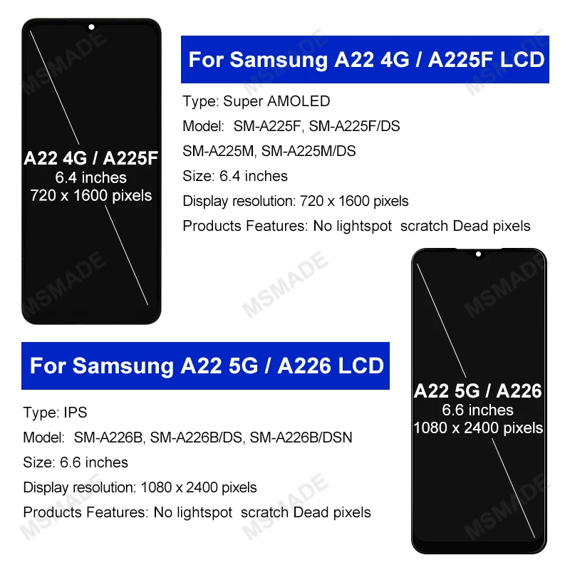 For Samsung Galaxy A22 4G LCD A225F Display Touch Screen Digitizer For Samsung A22 5G A226B LCD Assembly Replacement Parts