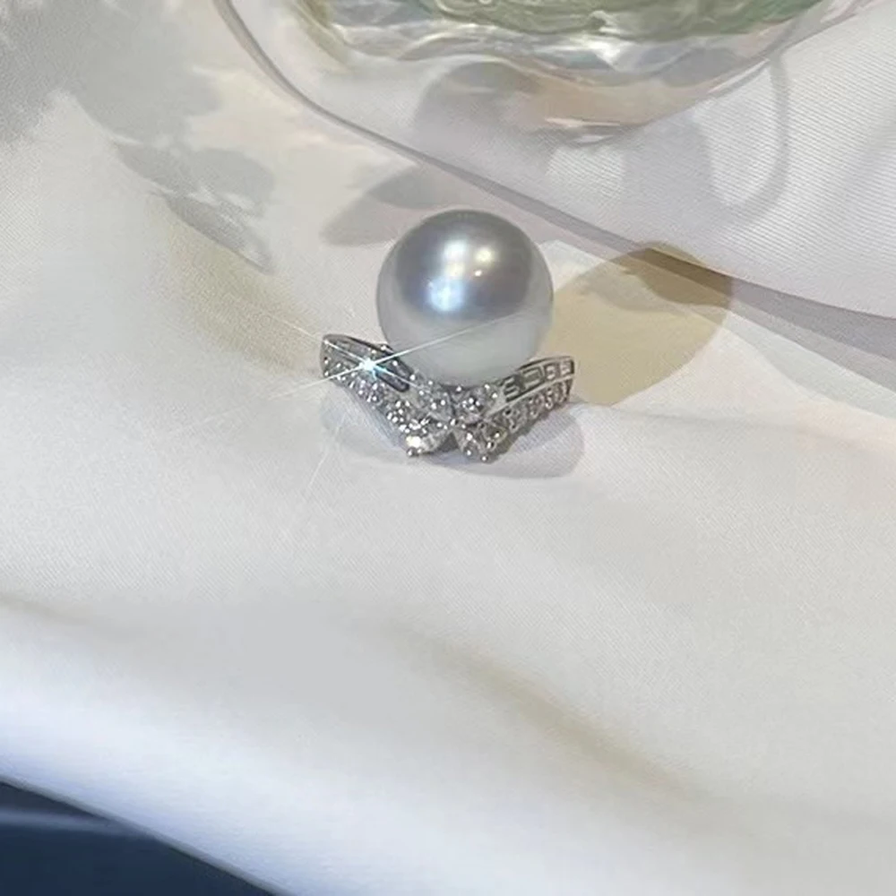 

2 шт. DIY жемчужные аксессуары 925 серебряное кольцо с жемчугом пустой держатель, модный золотой серебряный держатель для колец с круглыми бусинами 7-10 мм