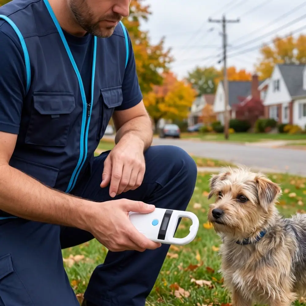 USB Charging Pet ID Reader Handheld Transmitting Data Animal RFID Reader Can Be Stored Animal Chip Scanner Dog House
