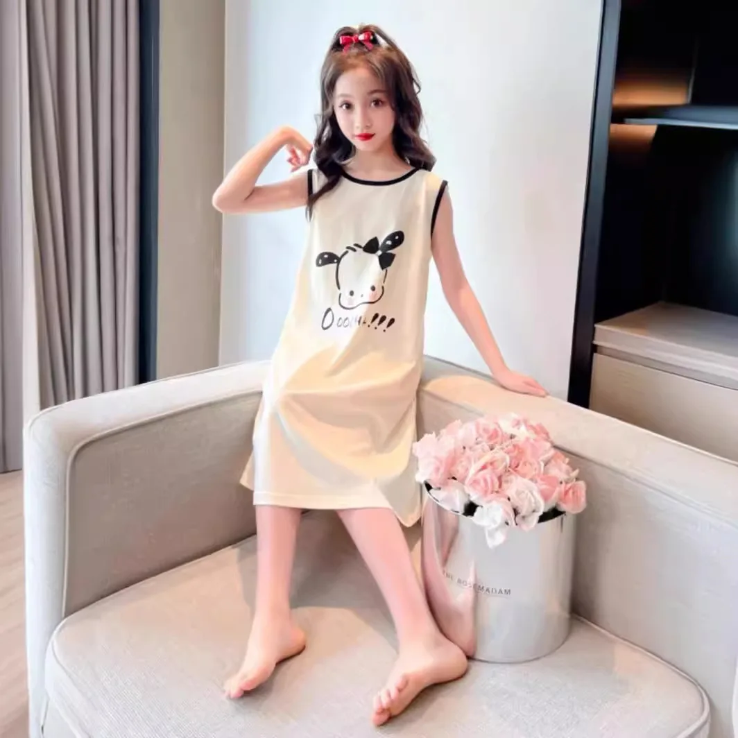 

Kawaii Sanrio Pachacco Kuromi Cartoon Children's Halter Nightgown Summer Girls Thin Princess Skirt Homewear Pajamas with Dress