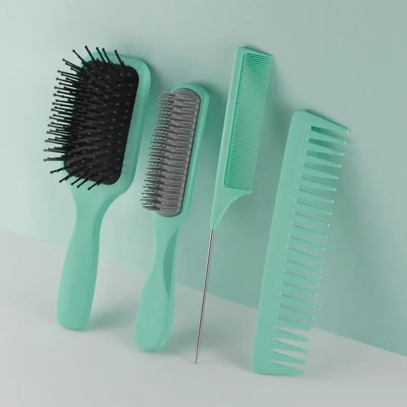 Set di spazzole per capelli districante 4 pezzi spazzola districante e pettine per capelli ottimo su pettine per capelli bagnati o asciutti pettine a denti larghi e a coda No