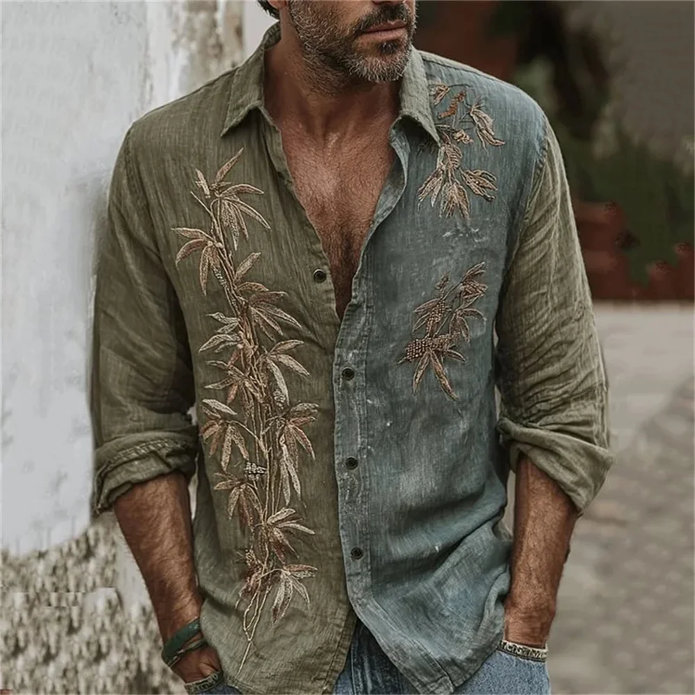 

Men's 3D floral print shirt, long-sleeve collared shirt, graduation party outfit, various styles, designer casual style, 2025