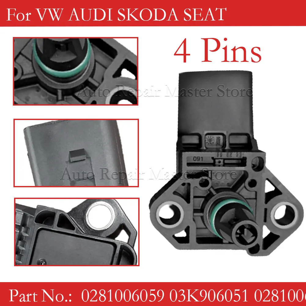 1.9 Tdi 4 Bar Map Pressure Sensor 0281006059 03K906051 0281006060 For V-W AU-DI SKODA SEAT 1.4 2.0 TDI 03K 906 051 0 281 006 060