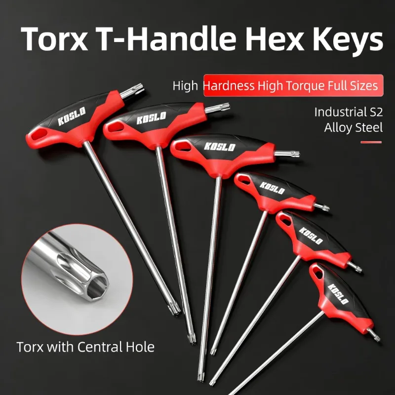 S2 Steel T-Handle Hex Key Set - Star Torx Allen Bit Industrial Screwdriver with Non-Slip Grip for Maintenance
