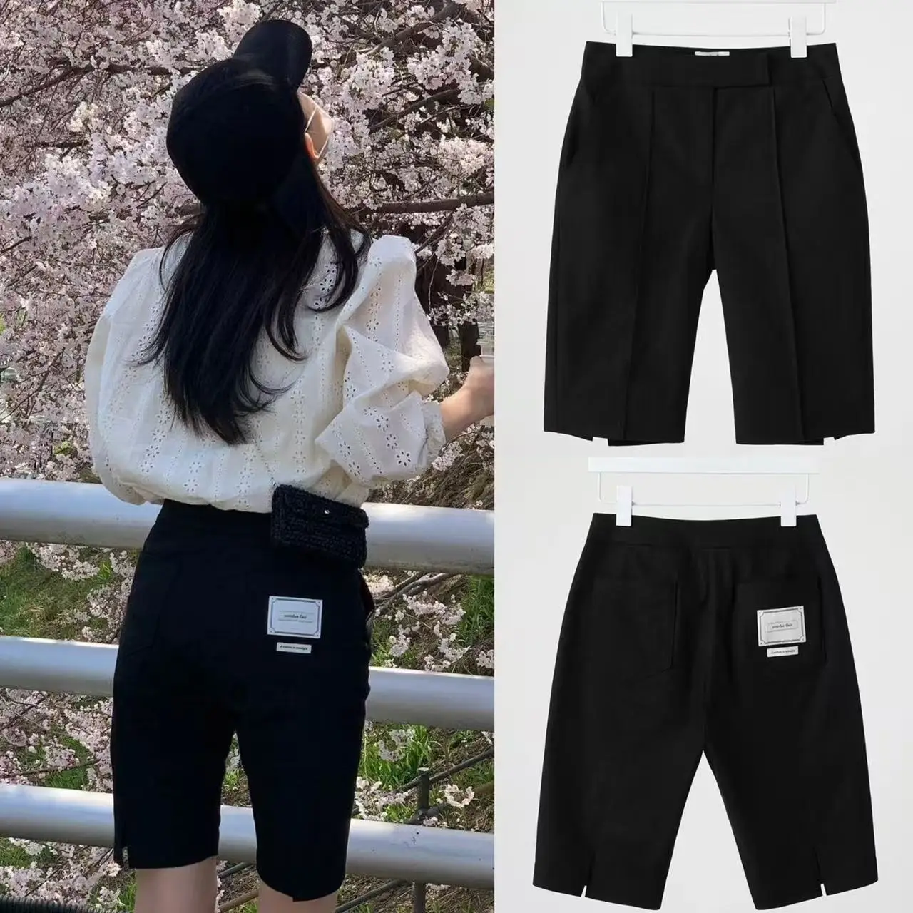 

Повседневные женские брюки с высокой талией, длиной до середины икры, расклешенные, черные, прямого кроя, утягивающие, для верховой езды