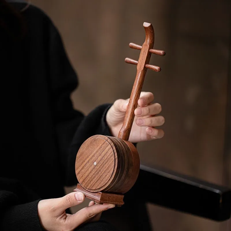 Walnut Handmade Musical Instrument Shaped Magnetic Cup Coaster Anti Scalding Thermal Insulation Pad Creative Home Decor MatZG488