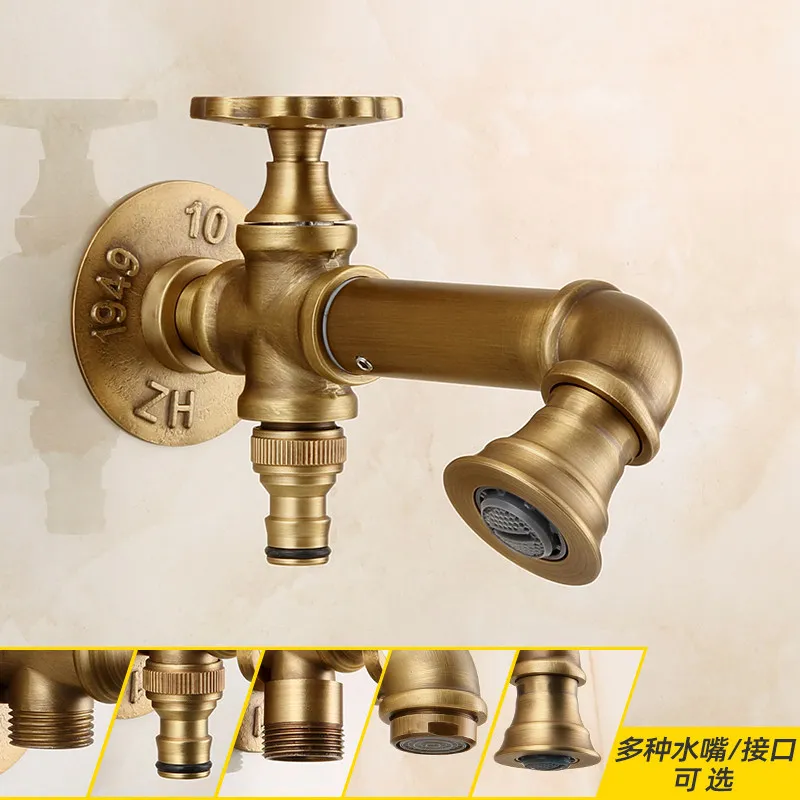 Immagine 4: Rubinetto in ottone per lavatrice, stile antico, per esterni, giardino, piscina, rubinetto singolo a freddo ad apertura rapida, per balcone, per lavapavimenti