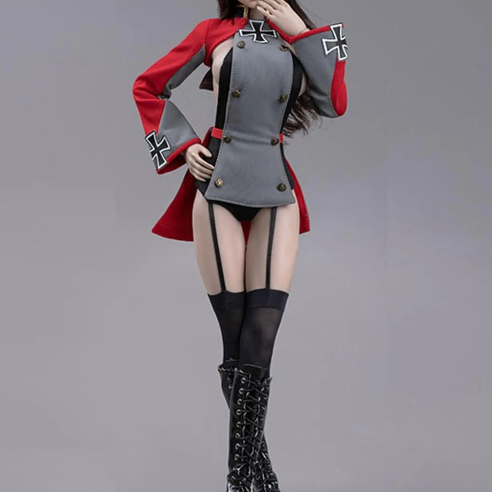 Conjunto completo de uniforme em escala 1:6, fantasia, cosplay, moda elegante, mini casaco para figuras de ação femininas de 12 polegadas, acessório