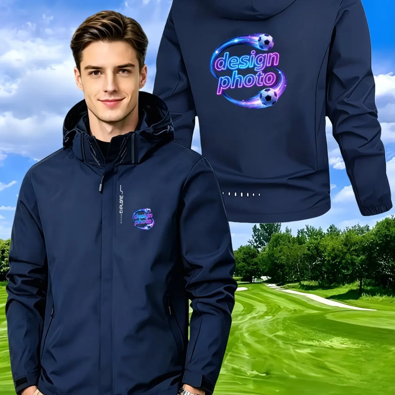 Men's Customizable Jacket Personalize with Company Culture Logo & Pictures Upload Feature Available