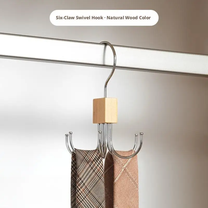Rotatable Belt Hanger Hook  6 Hooks Closet Organizer Hook Durable Wardrobe Storage Rack For Belt Scarf Hat Tie Bag Household view 5