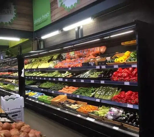 ثلاجة عرض المشروبات التجارية الطازجة المخصصة للتخزين مبرد جزيرة شبه عمودي للسوبر ماركت #3