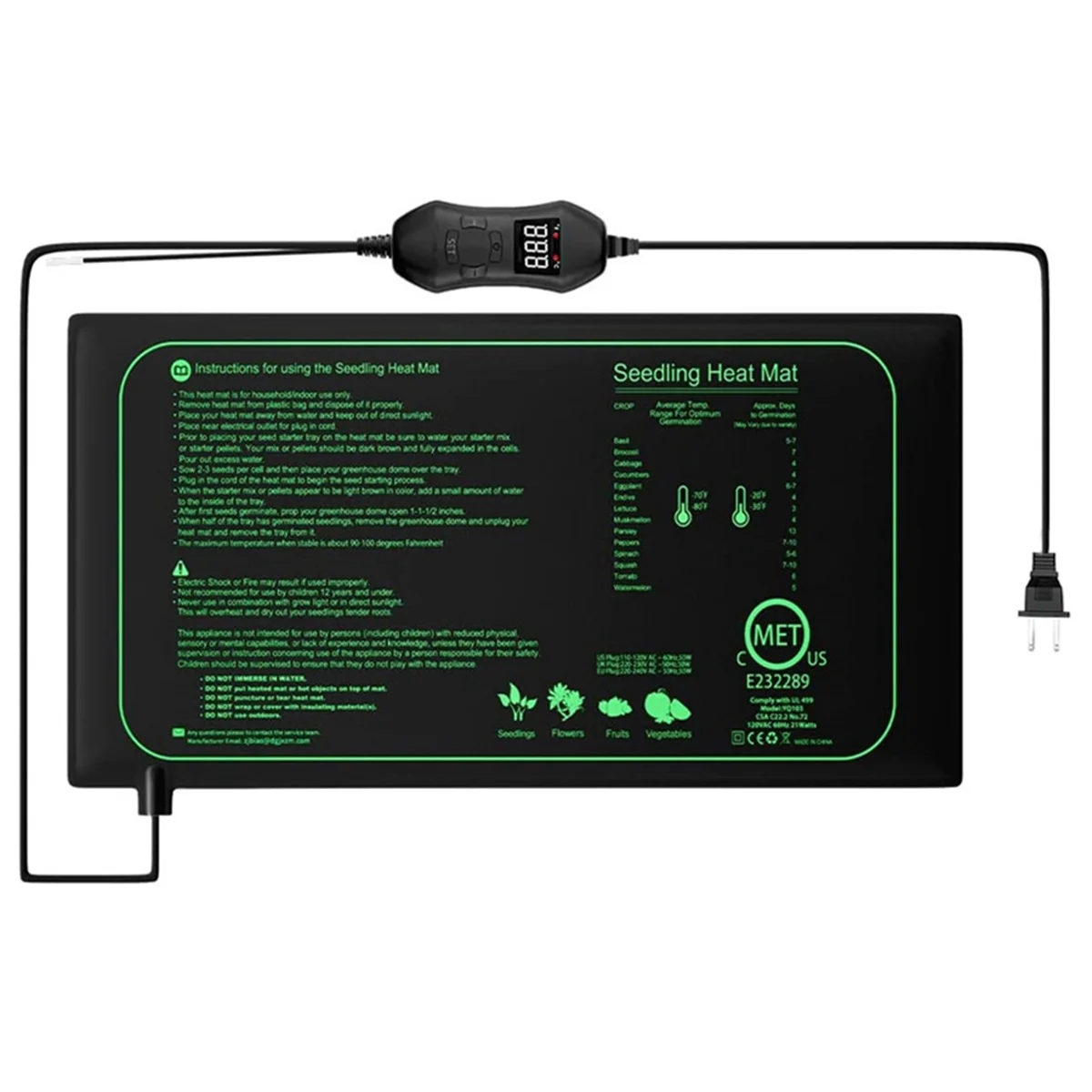 

Seedling Heat Mat for Indoor Home Gardening Seed Starting, Plant Heating Pad, Warm Germination Hydroponic US PLUG