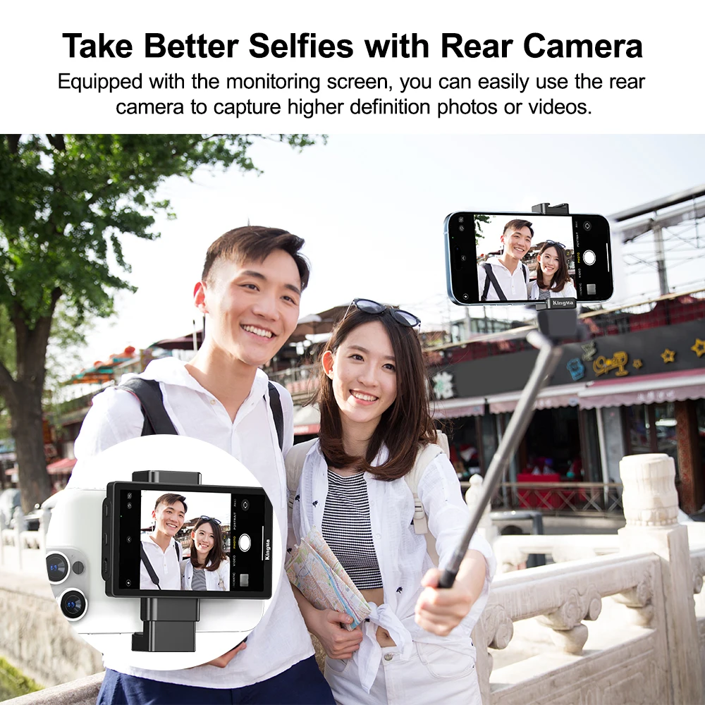 KingMa PH01 MAX Monitor Screen for using Phone Rear Camera for Smartphone Selfie Vlog Live Stream Video Recording