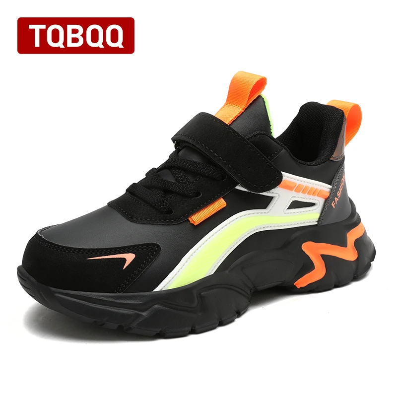 Kids Boys\' Leather Waterproof Sports Shoes Children Trendy Casual Sneaker Grade School Road Anti-Slippery Running Shoes