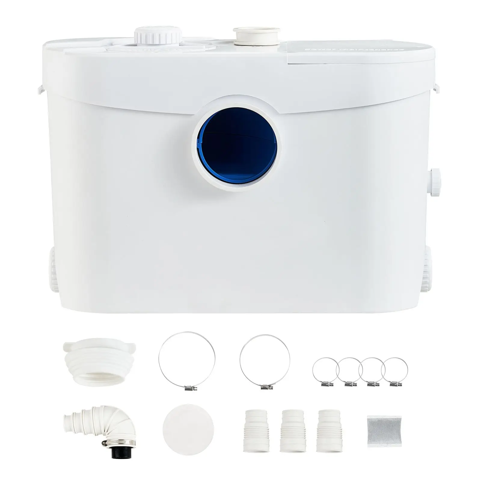 Macerator Pump, 700W, 9600 L/h Flow, 32.8 ft/10 m Head, Sewerage Sump with 3 Water Inlets for Toilet, Basement, Kitchen, Sink