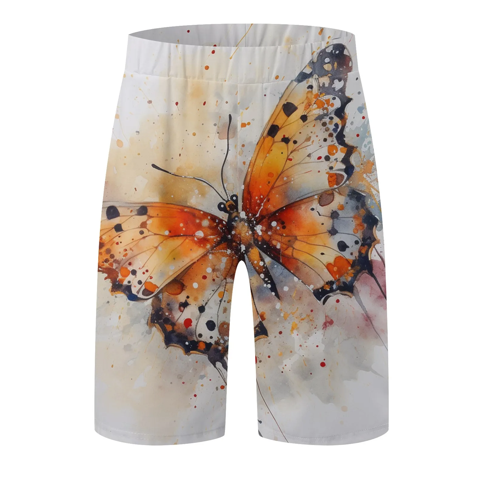 Summer Pants Men's Thin Casual Shorts Colorful Flying Butterflies Print Loose Straight Elastic Belt Men's Cool Shorts for Men