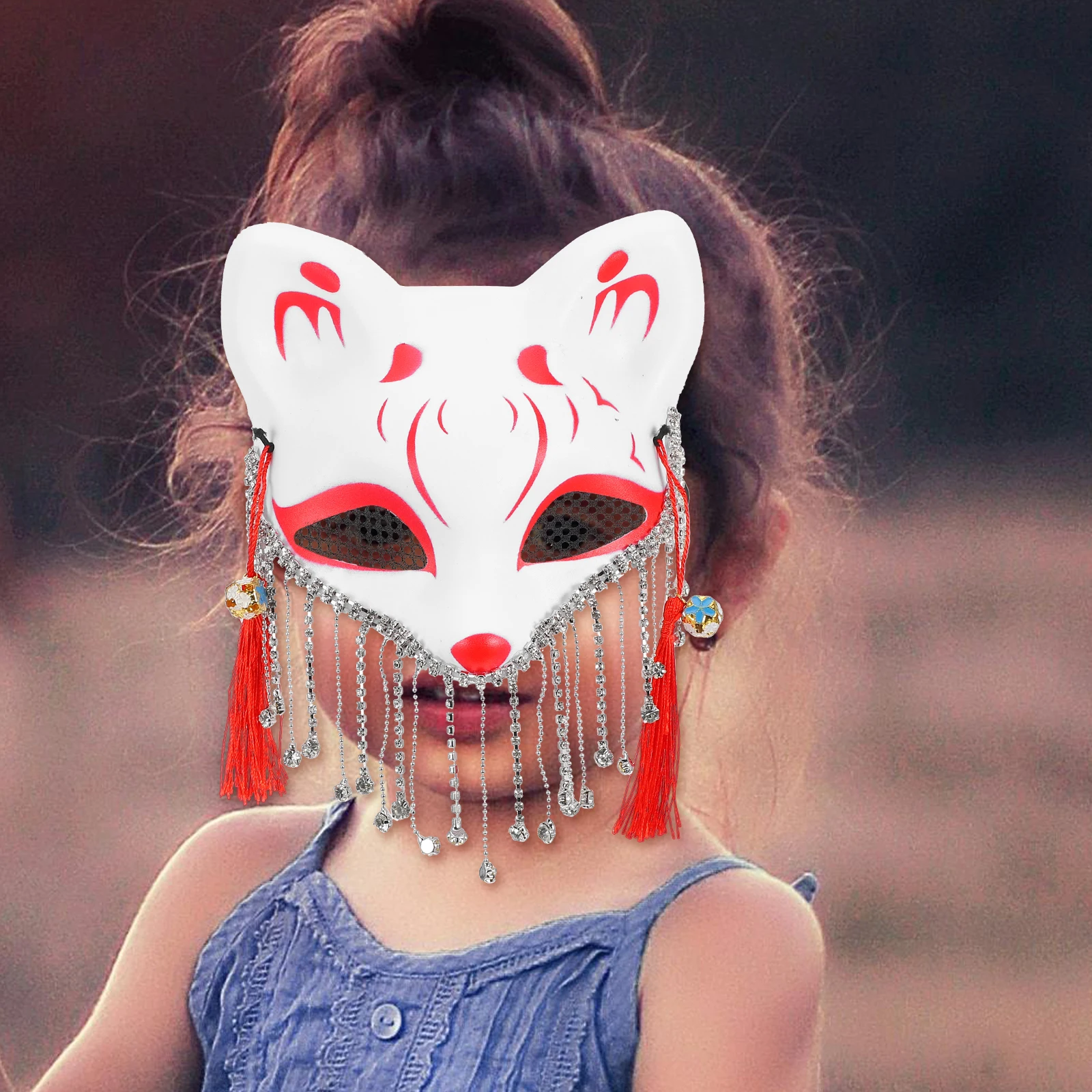 

Stylish Fox Mask Rhinestone Tassels Comfortable Abs Cosplay Party Masquerade Mask For Men Women Decorative Costume Accessory