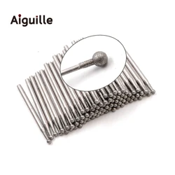 100pcs Ball Shape Shank 2.35mm 120# Diamond Grinding Burr 0.5-8.0mm Teeth Grinding Bits Diamond Point Diamond Grinding Burr