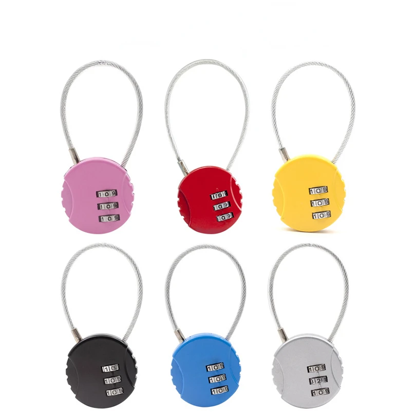 Round Wire Rope Password Lock Cookie Shape Padlock for Schoolbag Luggage Case Case Mini Code Lock Free Shippiong