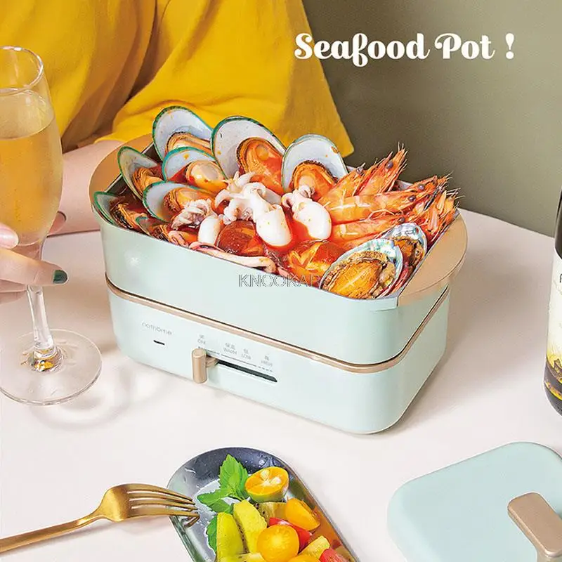 550W Electric Cooking Pot 0.8L Portable Multi-cooker Rice Cooker Split Type Hotpot Electric Skillet Fried Pan Heating Lunch Box