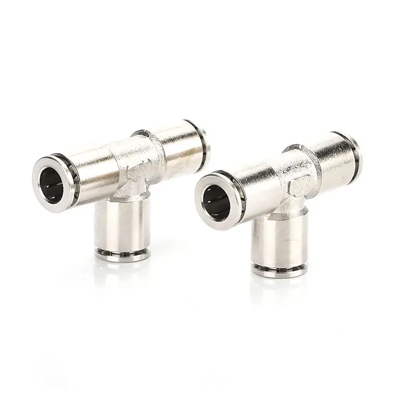 Pneumatic Air Hose Fitting PU PV PE PM PY Brass Metal Quick Coupling 4 6 8 10 12mm Nickel Plated High Pressure Tube Connector