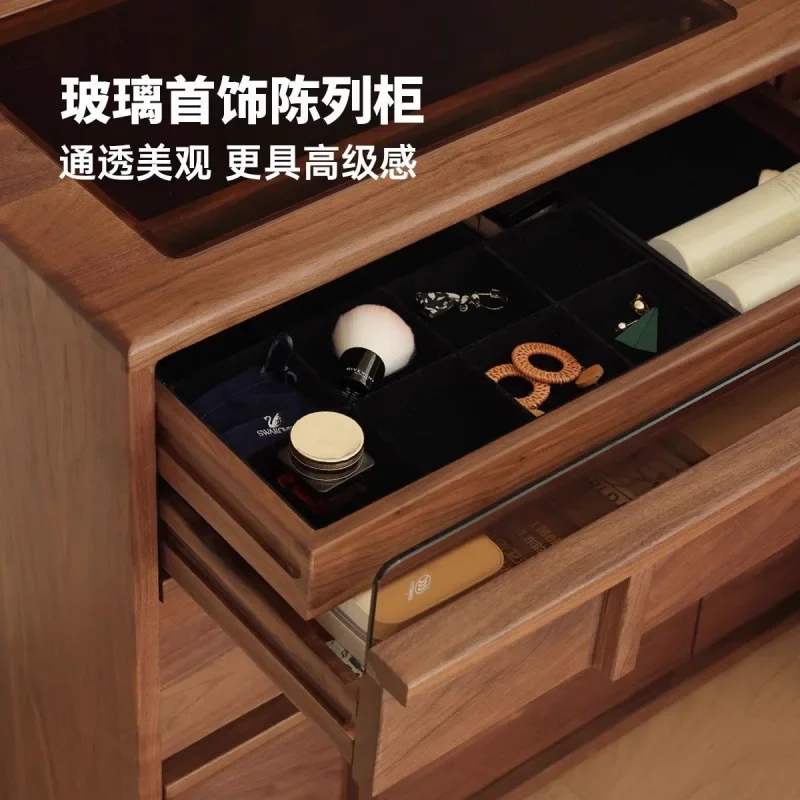 Komoda do sypialni z czarnego orzecha amerykańskiego, zintegrowana szafka z czystego drewna orzecha, do sypialni głównej.