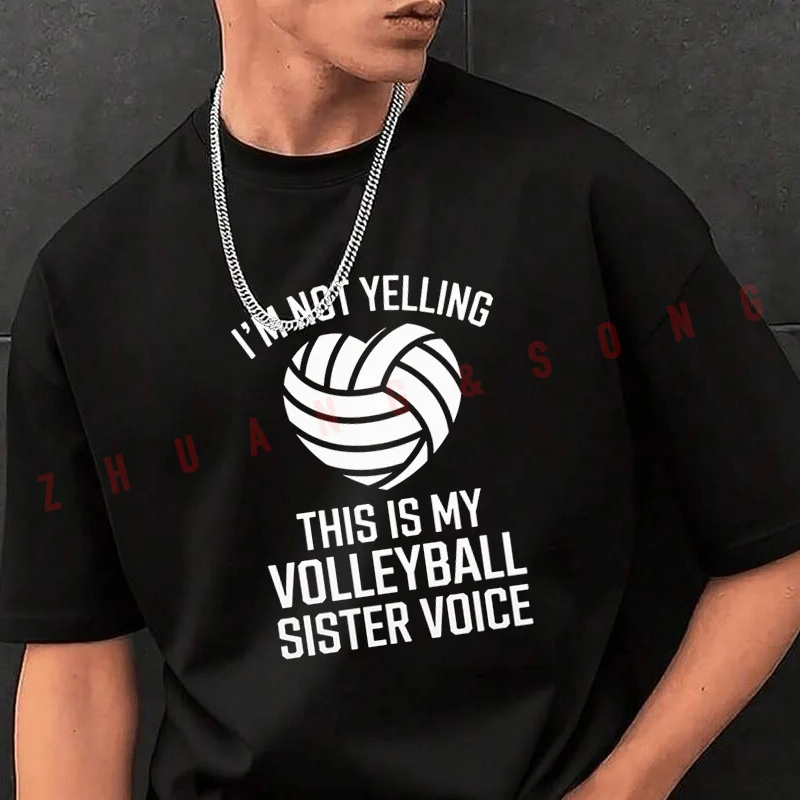 

Tshirt Men Crew Neck Tops THIS IS MY VOLLEYBALL SISTER VOICE Black New Mens Hip Hop O-neck Tee Shirt Motorcycle Casual T-shirt