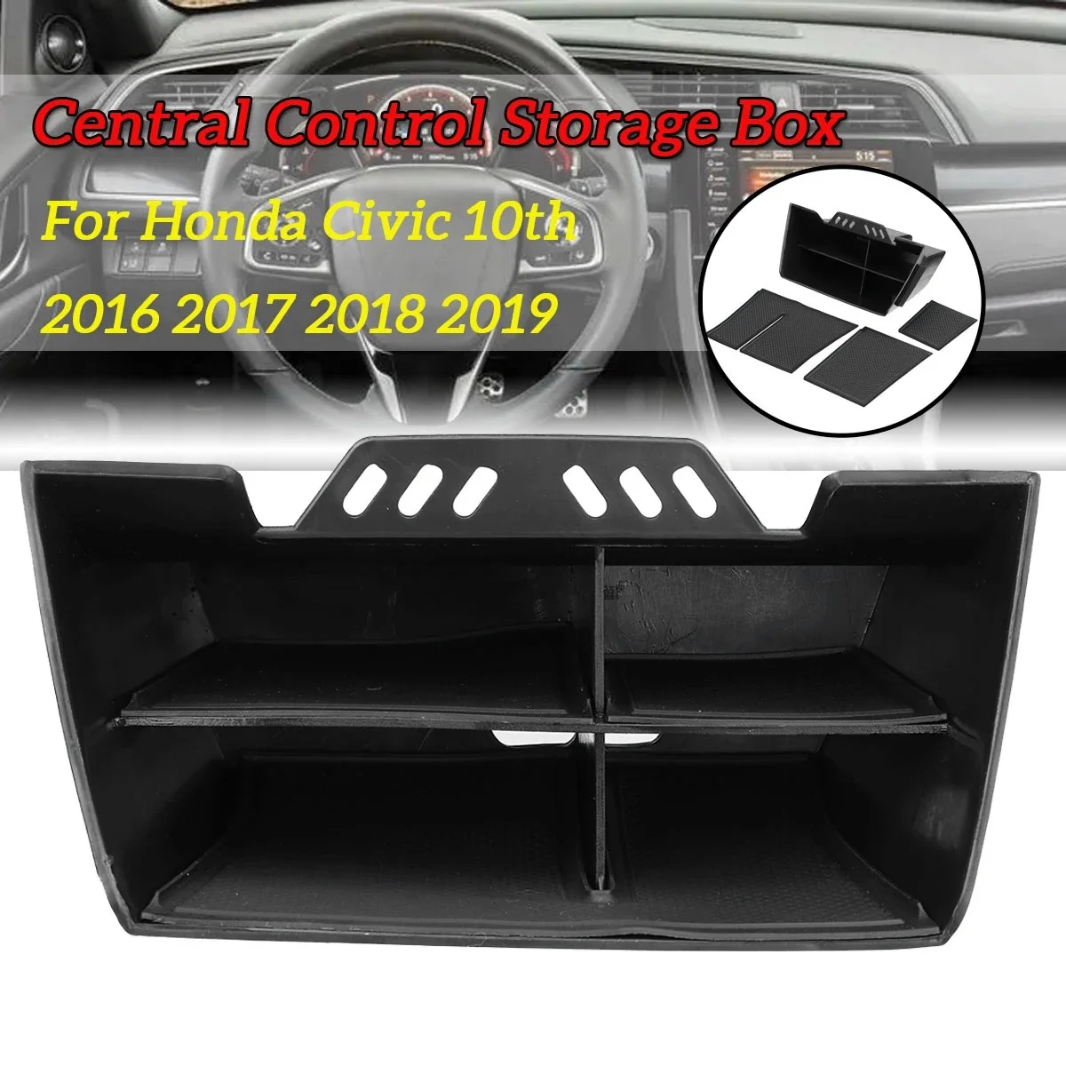 In-Vehicle Multi Function Car Central Control Storage Box Tiered Lattice Accessories for Honda Civic 10Th 2016-2021